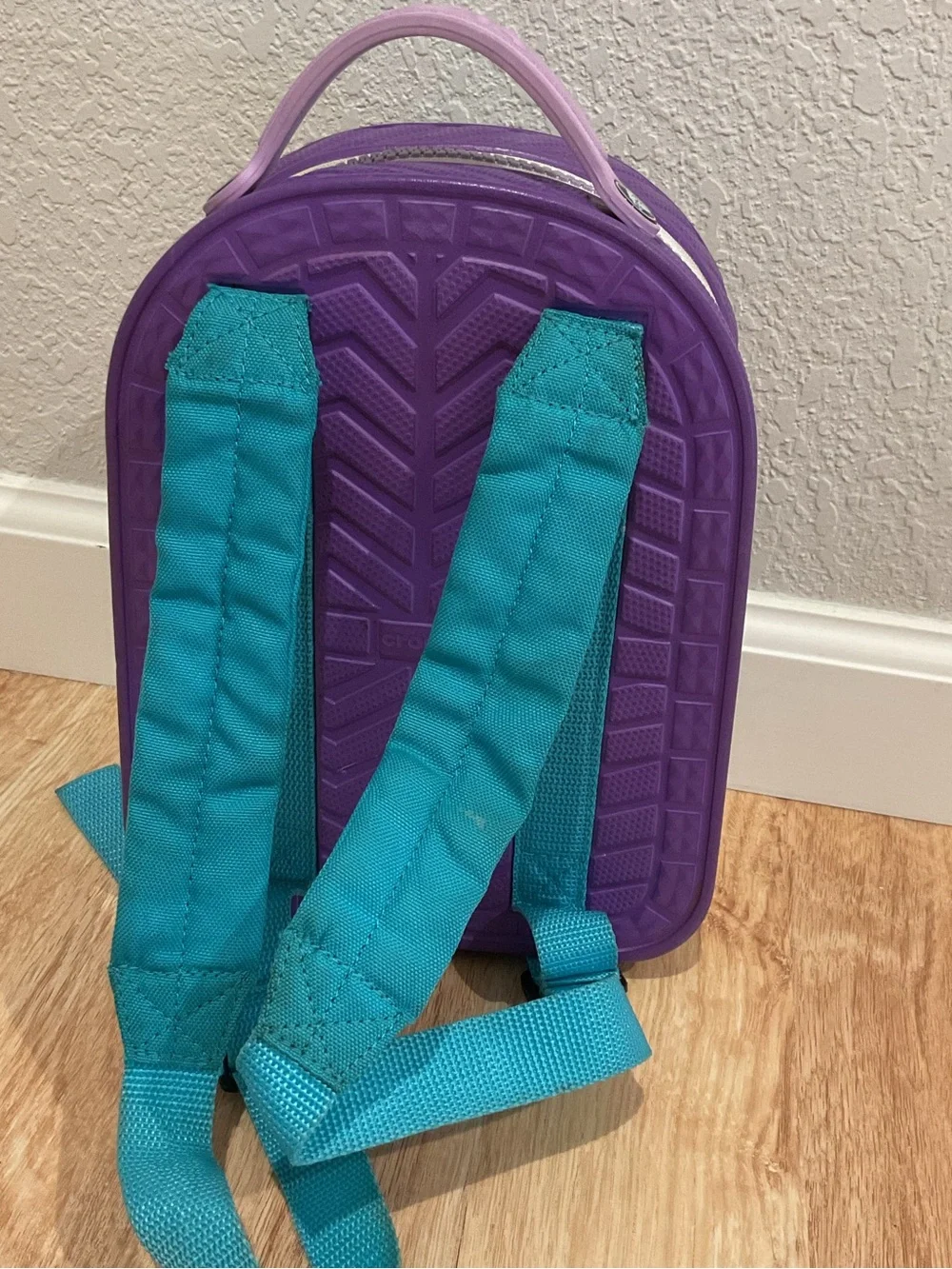 Crocs durable Backpack purple with Teal adjustable Straps zipper closure school